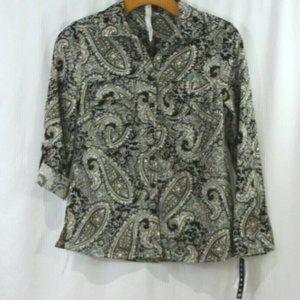 3 FOR $20 NY Collection Petite Womens Multicolored Paisley Button Front Top PXS